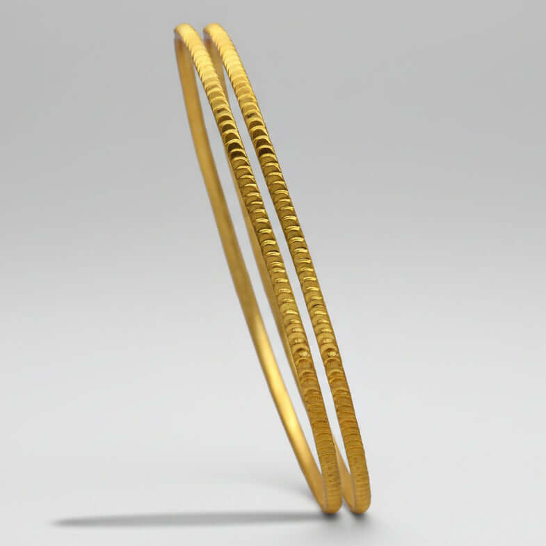 Trendy Gold Plated Semi Circle Design Thin Bangles