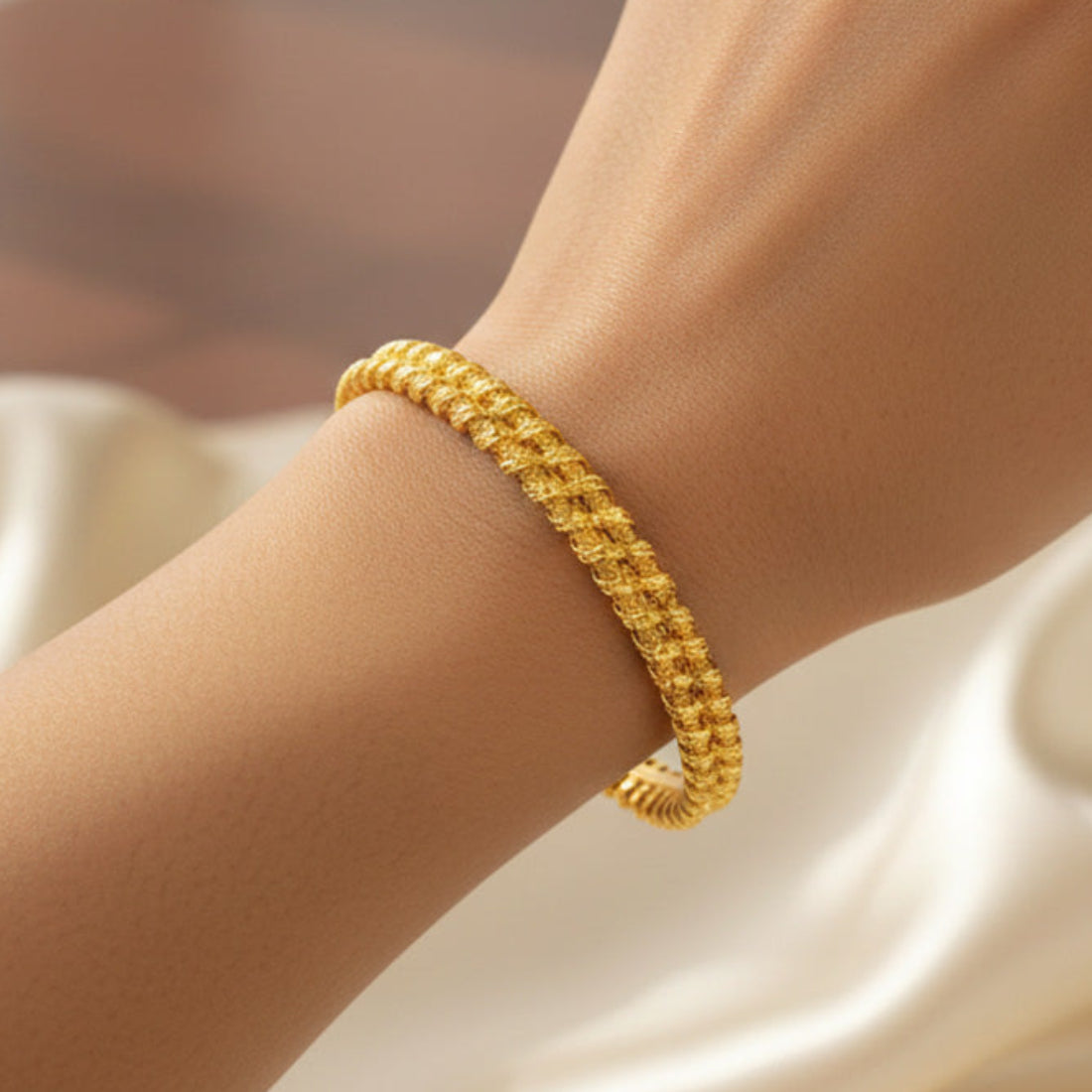 trendy-gold-plated-two-line-twisted-bangle