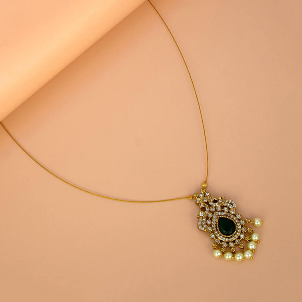 Trendy Invisible Chain CZ Victorian Pendant Necklace - KSupreme