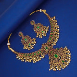 Trendy Mango Multi - Colour Kemp Stone Peacock Necklace Set - K Supreme