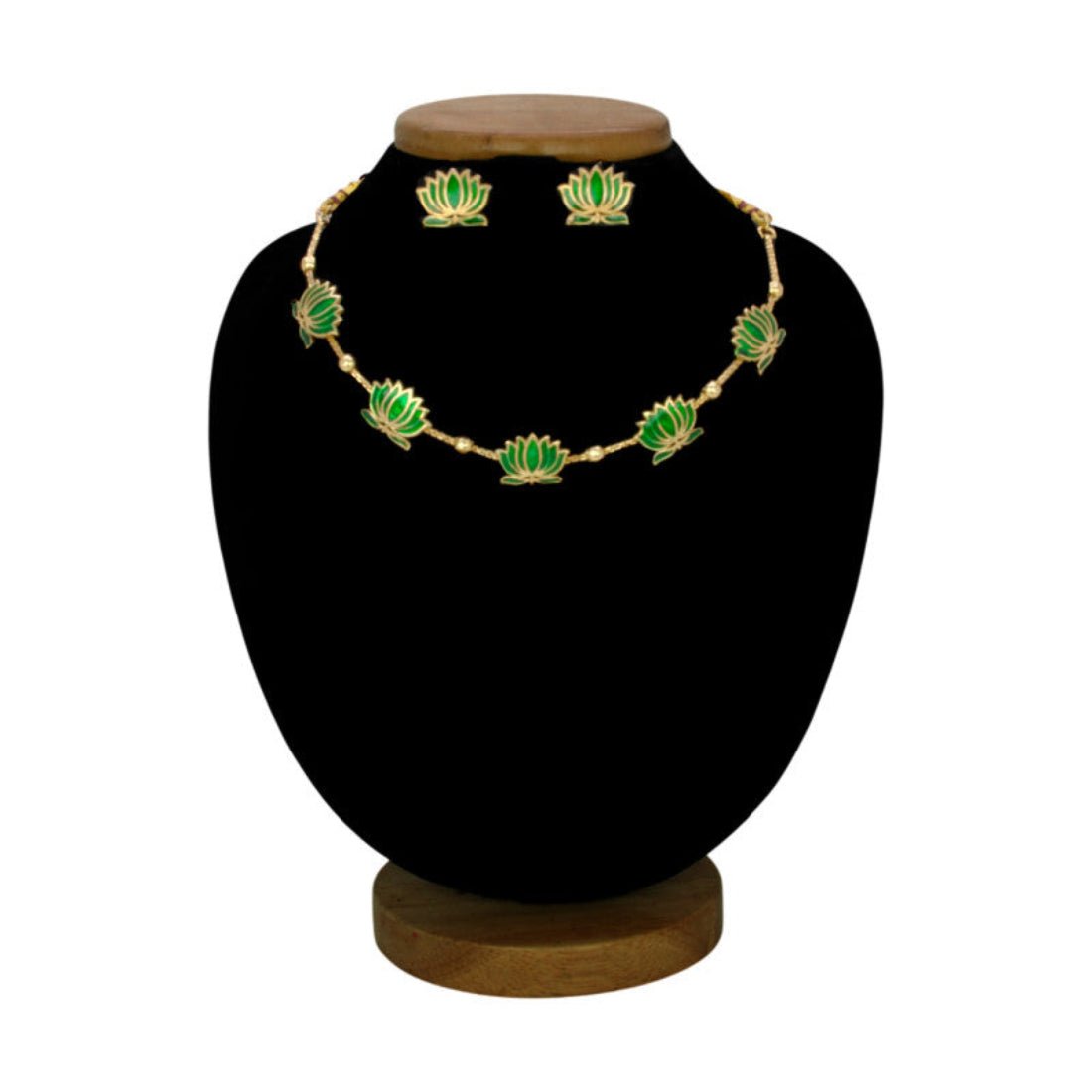 Trendy Matte Finish Lotus Necklace Set - K Supreme