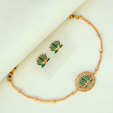 Trendy Matte Finish Lotus Pendant With Chain and Earrings - K Supreme