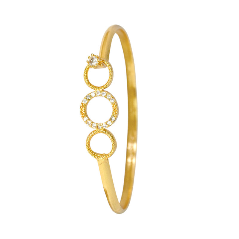 Trendy Premium American Diamond Open Bangle featuring gold-tone and sparkling American diamonds.