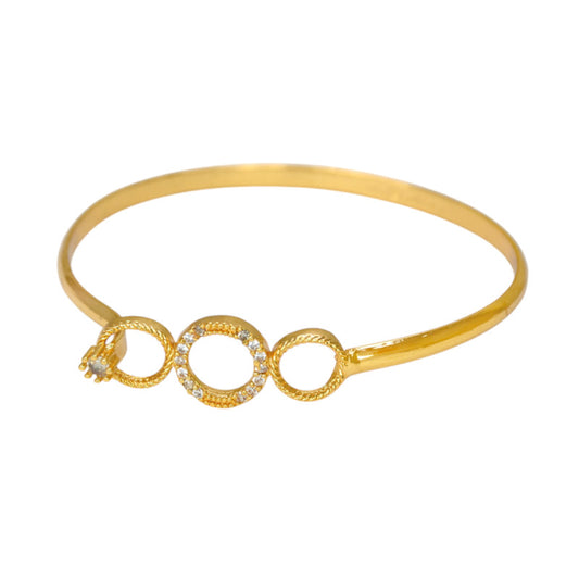 Trendy Premium American Diamond Open Bangle featuring three interlinked circles with sparkling diamonds.