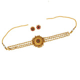 Triple Layer Antique Kemp Stone Choker Set - K Supreme