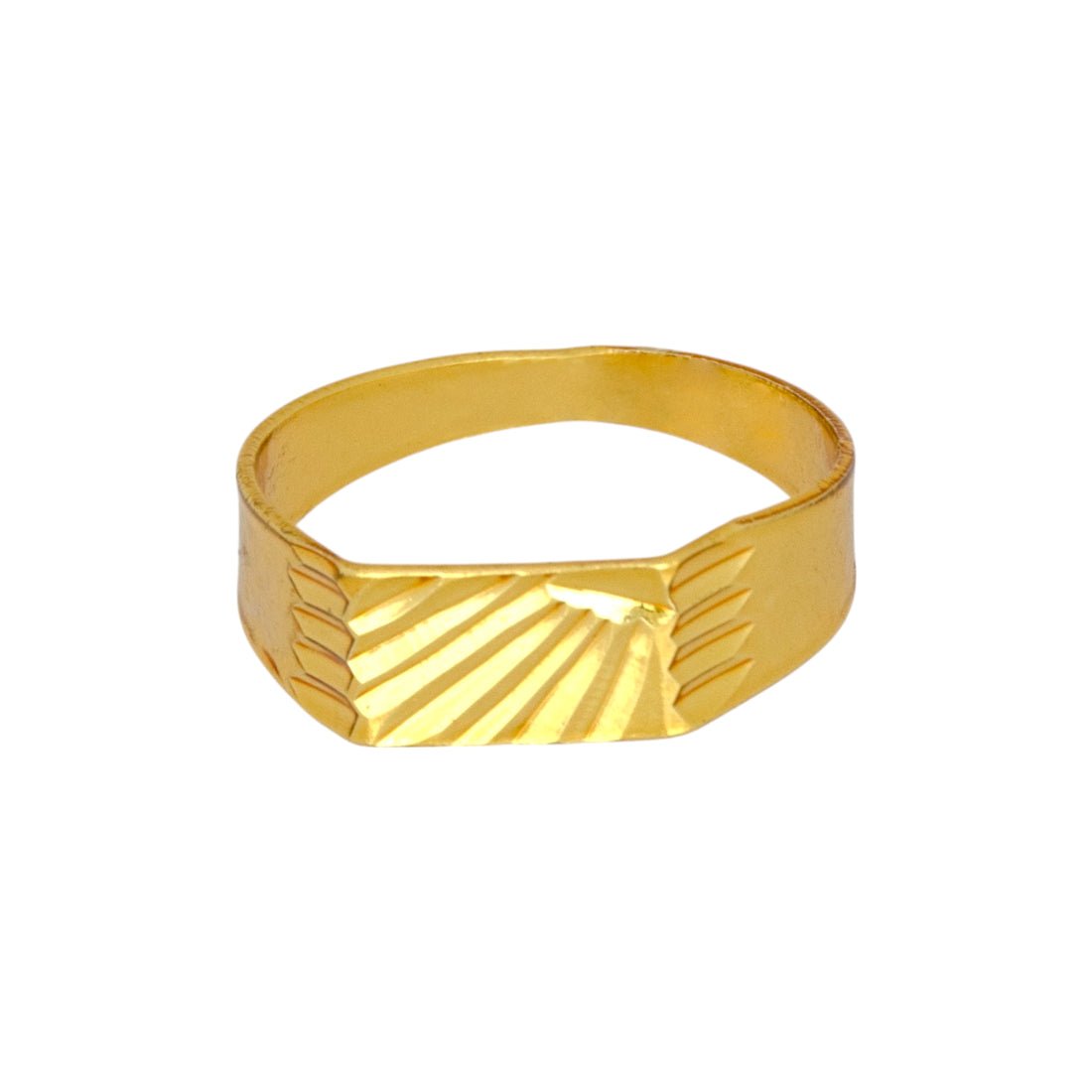 Unisex Gold Plated Diagonal Striped Design Finger Ring - K Supreme