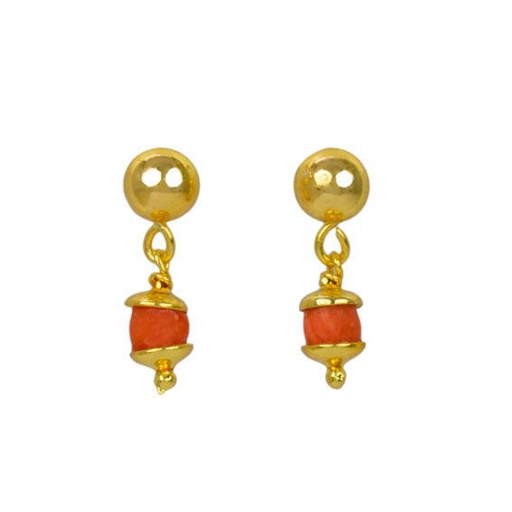Vibrant Gold Plated Coral Drop Earrings For Girls - KSupreme