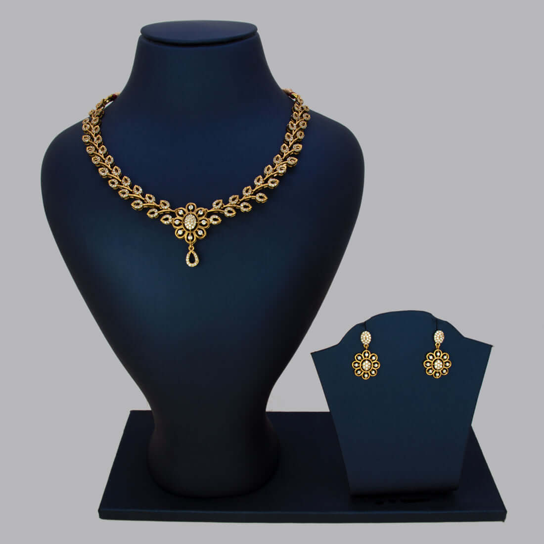 Victorian Antique Gold Leaf Stone Necklace Set - K Supreme